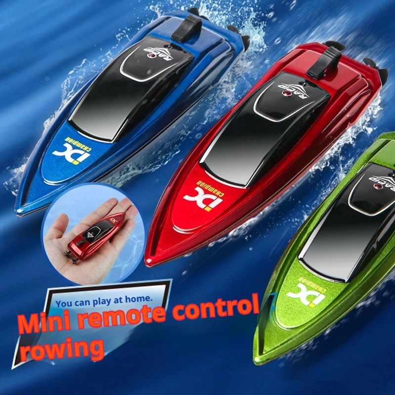 Mini barco teledirigido para niños, lancha motora eléctrica, barco de remos de alta velocidad, modelo de juguete de resistencia y carga submarina