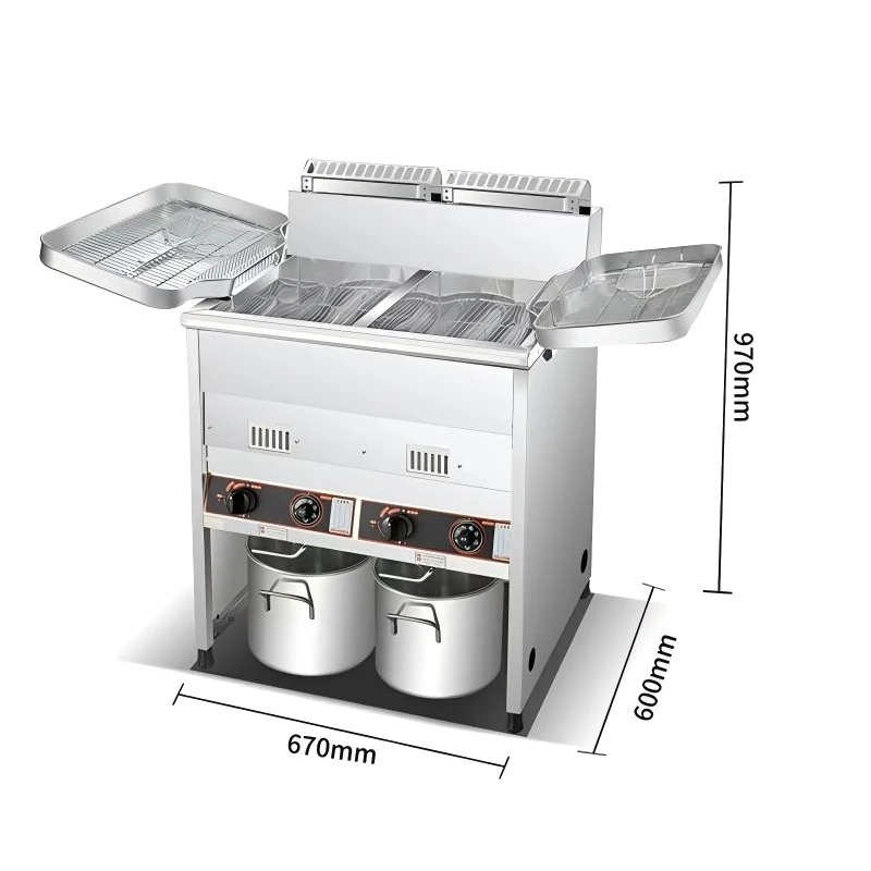 

Commercial Gas Deep Fryer 40L Stainless Steel Restaurant Free Standing Chicken Potato Chips Fryer New Condition