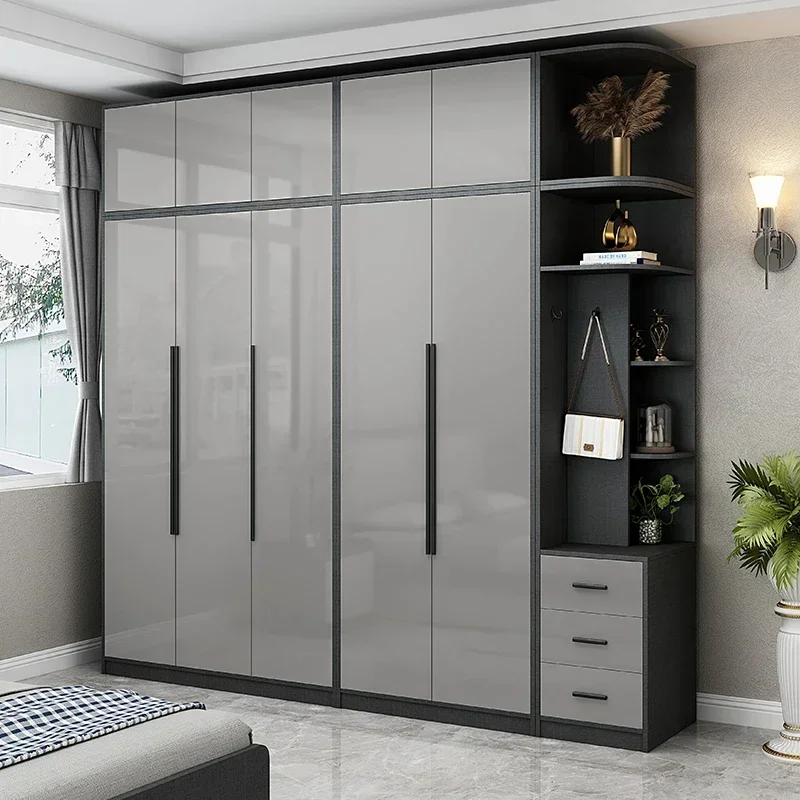 Premium solid wood luxury door to door wardrobe Nordic modern minimalist master bedroom family apartment combination