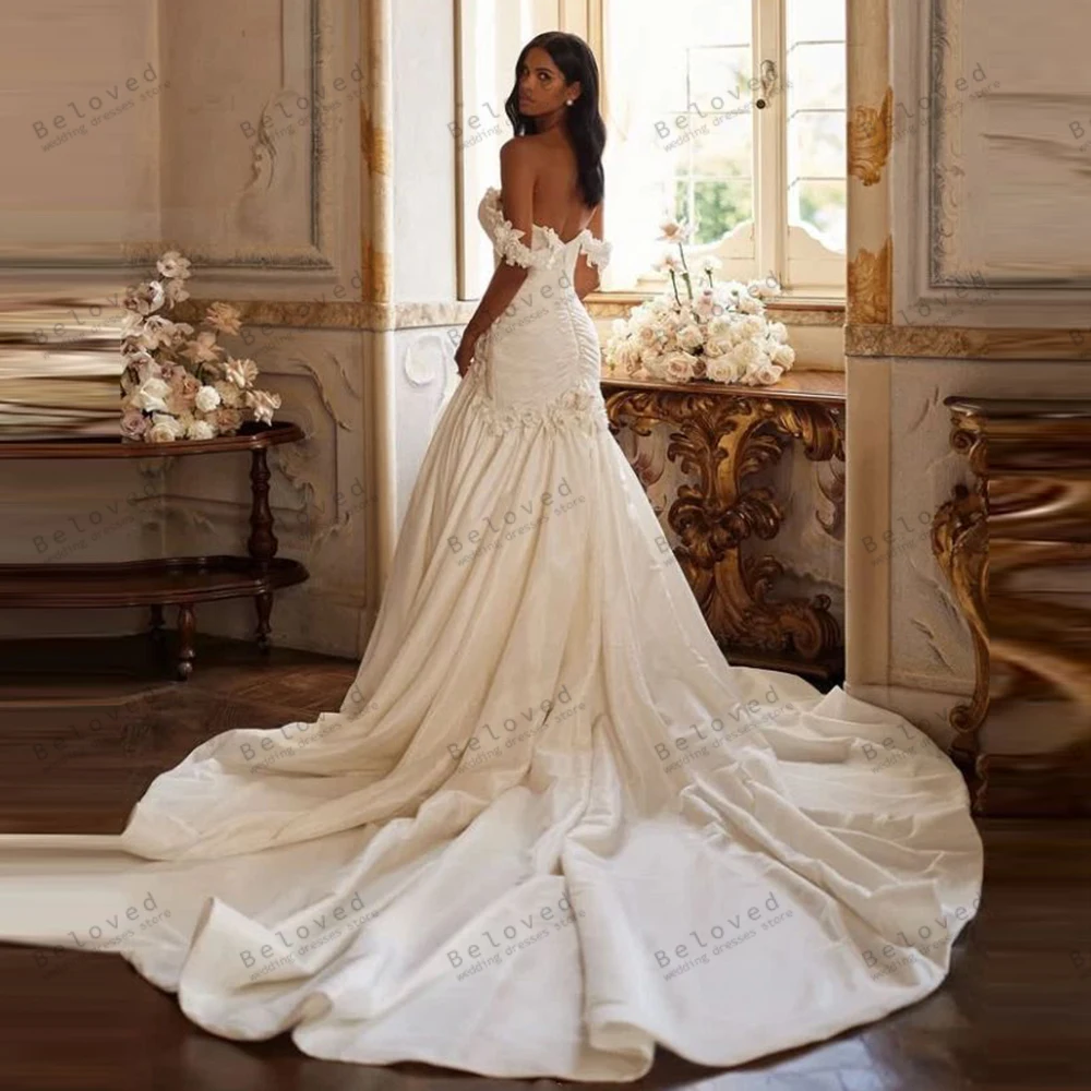 Vintage Women's Wedding Dresses Charming Bridal Gowns 3D Appliques Off The Shoulder Robes Pretty Vestidos De Novia Customized