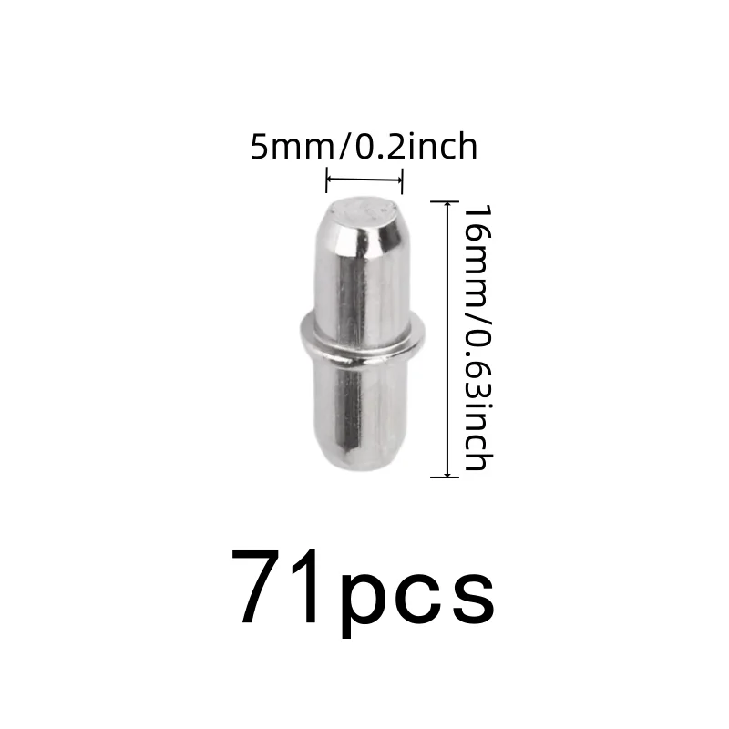 71 pcs Shelf Support Pins, Iron Metal Material for Wardrobe Shelf Support, Compact Peg Design great for Cabinet Shelving