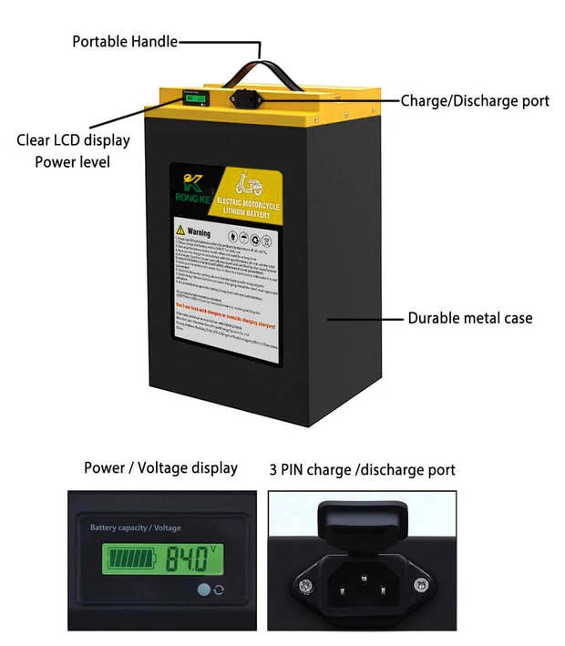 بطارية Rongke قابلة للشحن عالية الجودة دراجة نارية بطارية ليثيوم 60 فولت 20 أمبير في الساعة 40 أمبير في الساعة