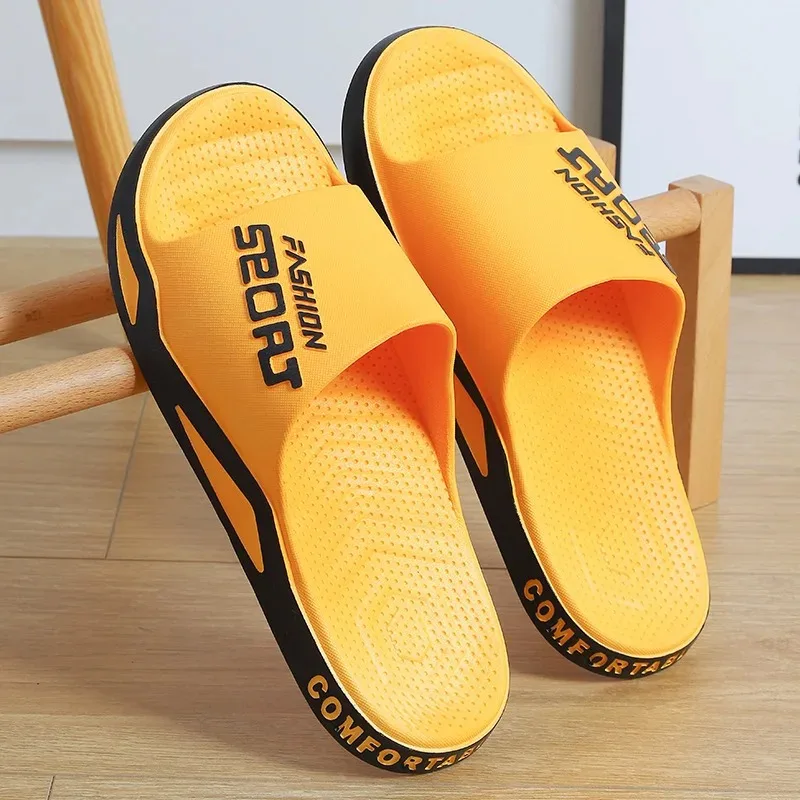 Summer Trendy Flip Flops Bathroom Non-skid Slippers For Men Worn Externally Indoor And Home Sandals For Men Women Couple Shoes