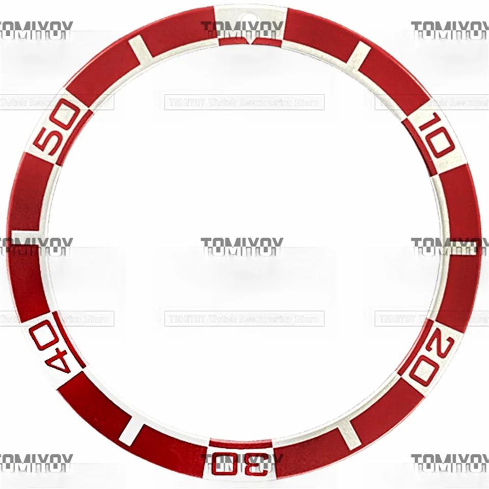 ขอบแบนอลูมิเนียมสีดำเขียวแดงน้ำเงิน38มม. × 31.5มม. เหมาะสำหรับนาฬิกากลไกผู้ชายของ Seiko