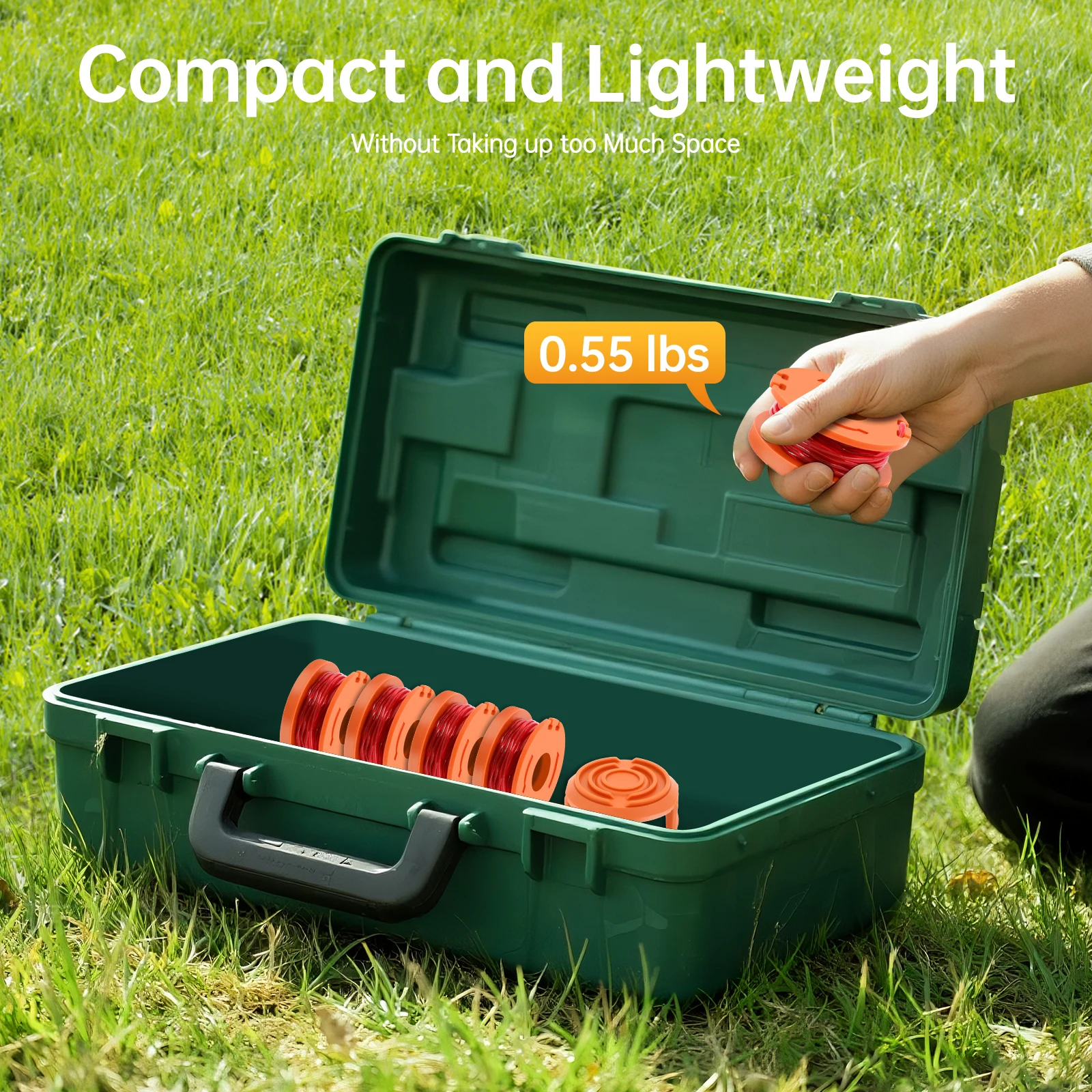 Línea de carrete de recortadora de 20 piezas, línea de carrete de bordeadora apta para recortadora Worx, cuerda de Weed Eater, línea de carrete de repuesto con 2 tapas