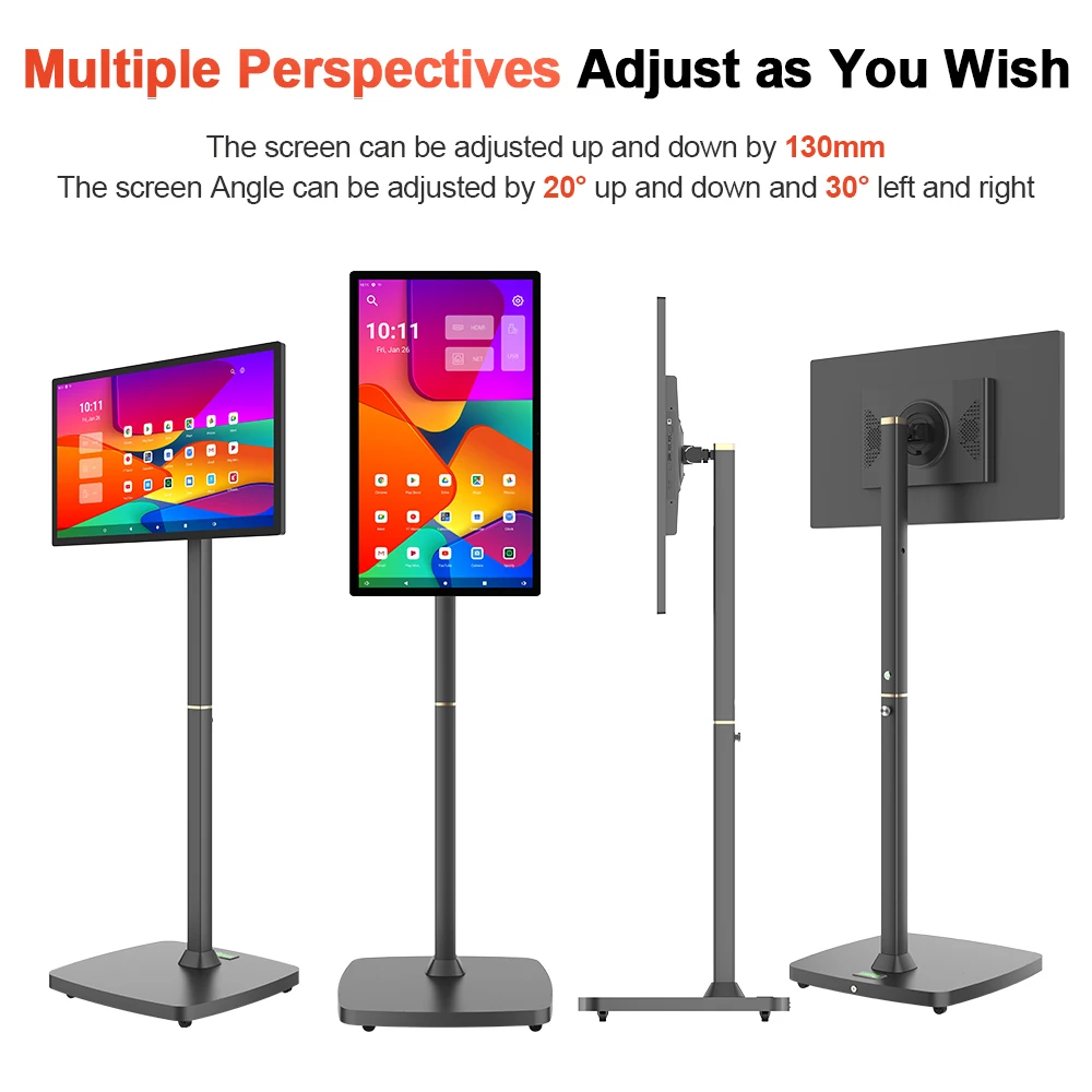 32 Inch Movable With Stand Smart Home Business TV Wireless Smart TV With Rotating Wheels Touch Screen Portable TV﻿