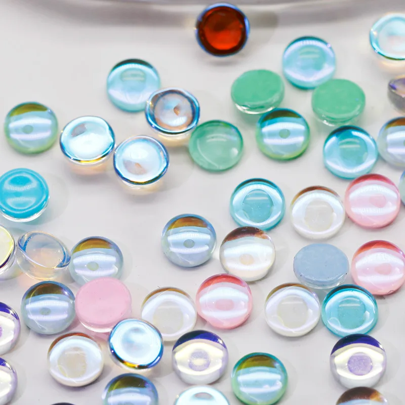 50Pcs 6mm Mermaid Bead Nail Art Decorations White Multicolor Mocha Nail Rhinestones