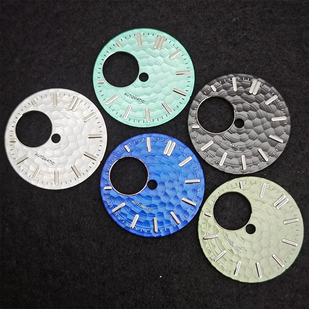 28.5 مللي متر ساعة الطلب NH35 الطلب الأخضر مضيئة ساعة وجوه ساعة اكسسوارات استبدال أجزاء لحركة NH38