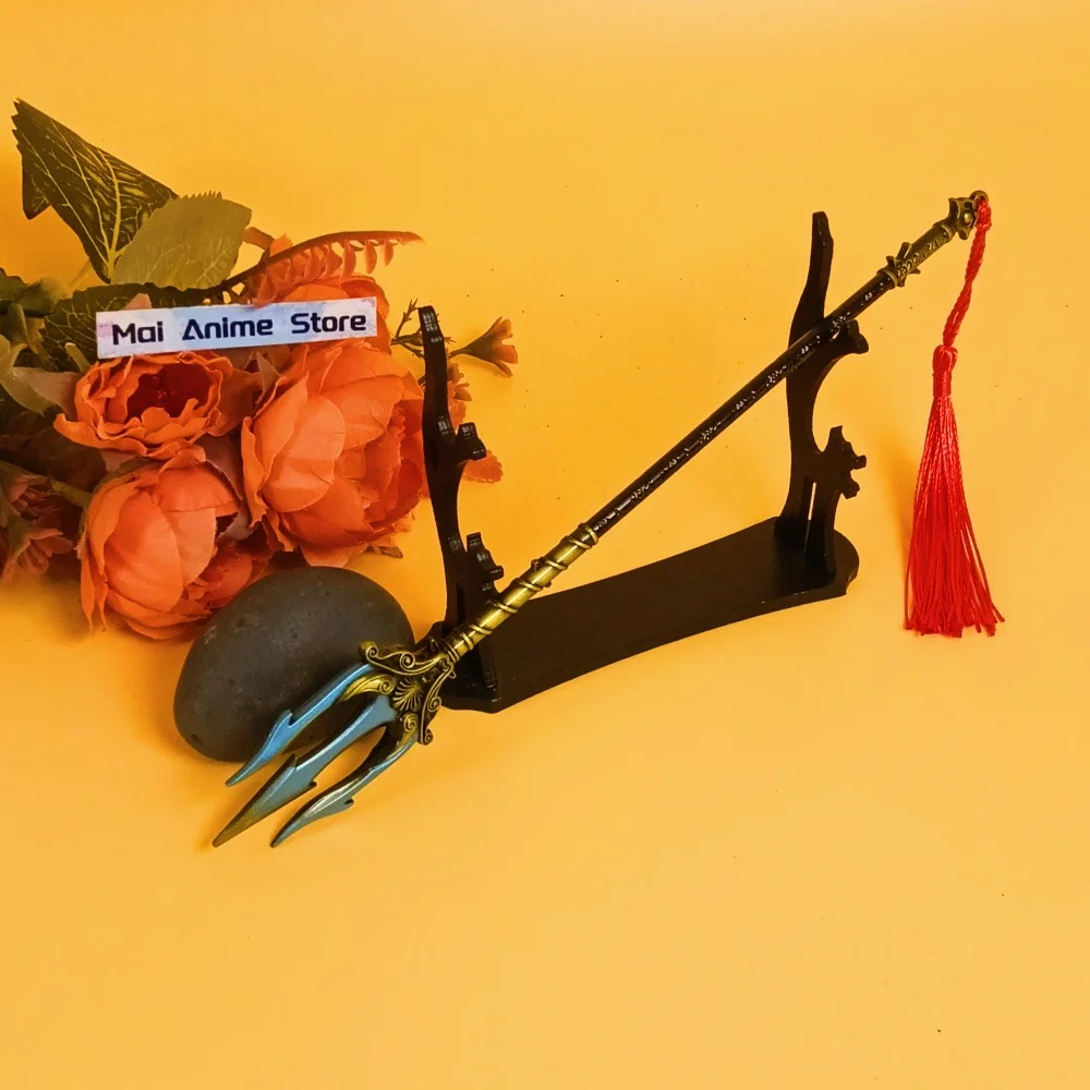 8.6 بوصة إله الحرب كاتانا الرمح ترايدنت بوسيدون سيف معدني الساموراي صابر أنيمي النينجا سكين الحجم الحقيقي كاتانا لعبة غير حادة هدية