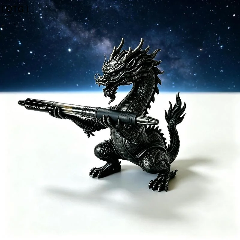 〔QTG〕1Pcs 3D Printed Dragon Shaped Pen Holder Oriental Myth Vintage Style Dragon Stationery Storage Plastic Cartoon