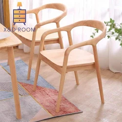 X&D Nordic Solid Wood Chairs Sumet Conference Room Backrests Armchairs Simple And Stylish Casual Solid Wood Dining Chairs 2024