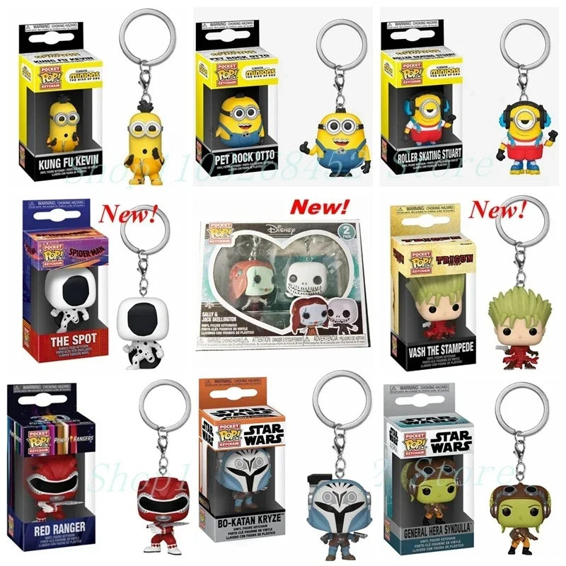 2024 Funko Keychains Ranger Red Blue Pink Minion Kevin Otto Stuart Spider Spot Vash Ahsoka Inuyasha Homer Sam Sally Figure Toys