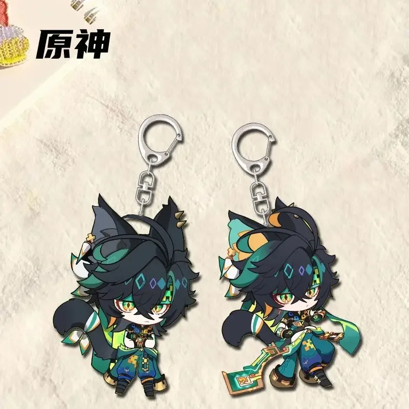 

Game Genshin Impact Kinich Keychain Man Key Chain Women Accessories Cute Bag Pendant Key Ring Acrylic Cartoon Friends Gifts