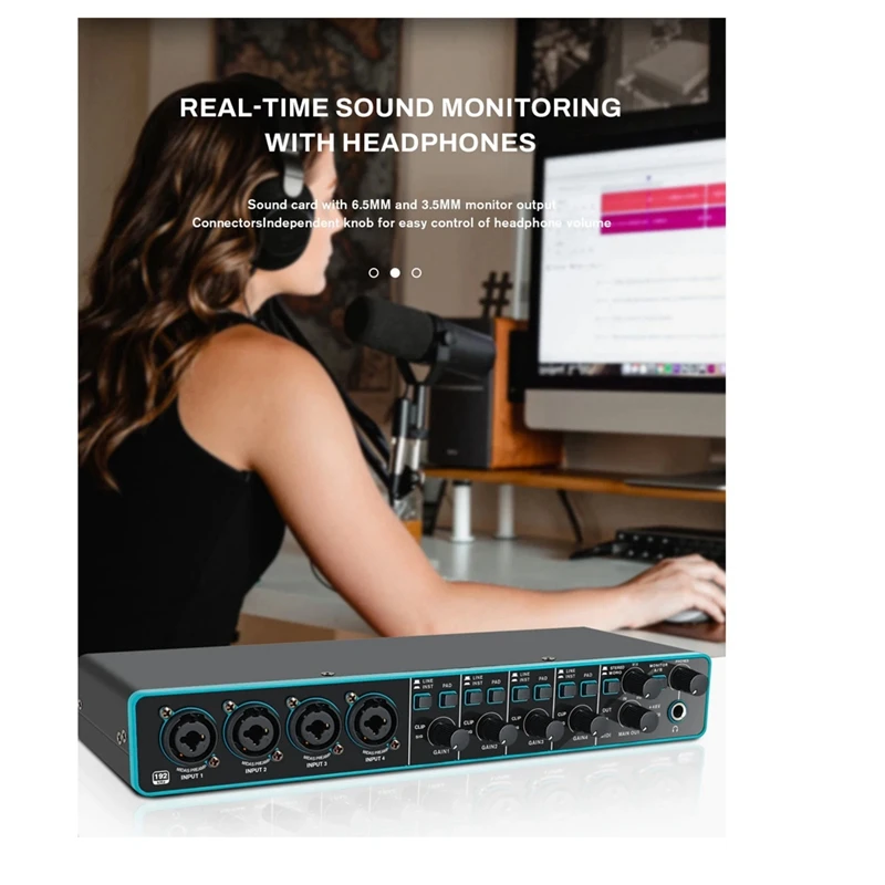 A75T Audio Interface Sound Card Professional Usb Interface Studio Recording 4X4 With Mic Preamplifier For Musical Instrument