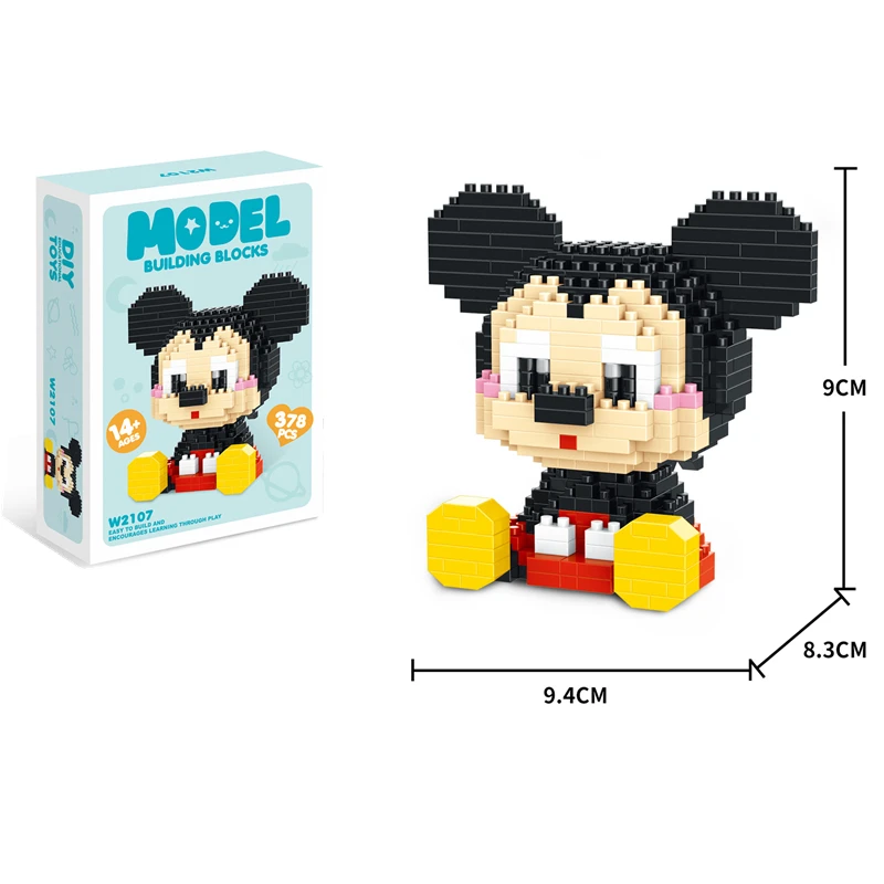 New Animation Mickey Minnie Don Cool Lemi KT Cat Model Miniature Building Blocks Puzzle Assembly Children's Birthday Gift