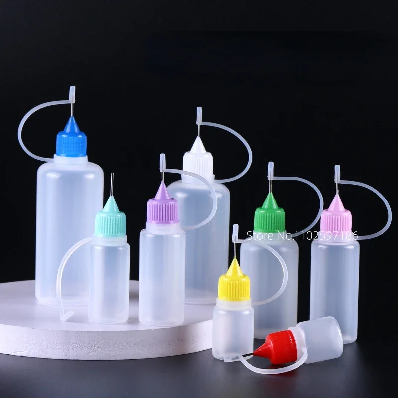 Squeezable Dropper Bottles Resuable Needle Tip Glue Applicator Plastic DIY Craft Empty Proof Cap Liquid Colorful Refillable Tool
