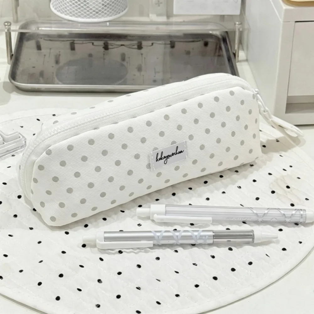 Polka-Dot Pattern Pencil Case Multi-functional Minimalist Design Pen Pouch Large Capacity High-Aesthetic Shell Shape Pencil Case