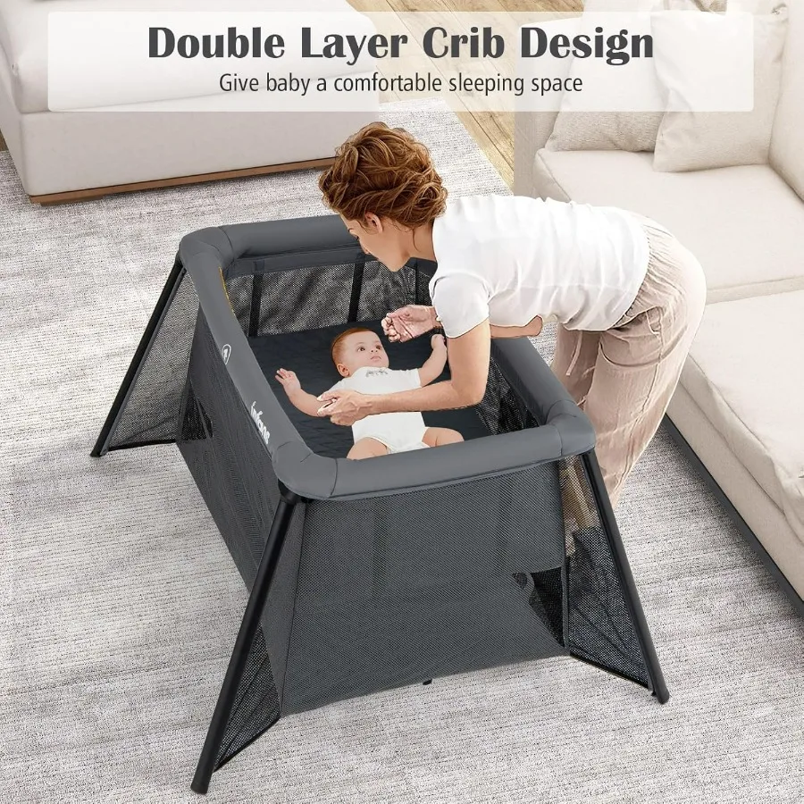 Berço de viagem portátil cercadinho do bebê com berço removível colchão macio saco de transporte dobrável leve playard berçário centro f