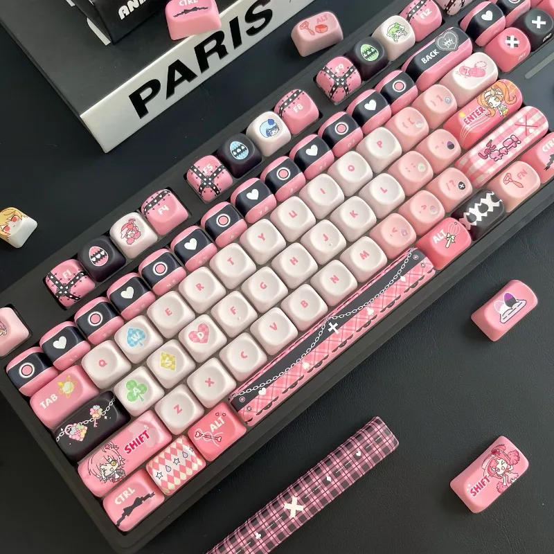 Keycaps with high aesthetic value and five sided heat sublimation MOA compatible with mechanical keyboards