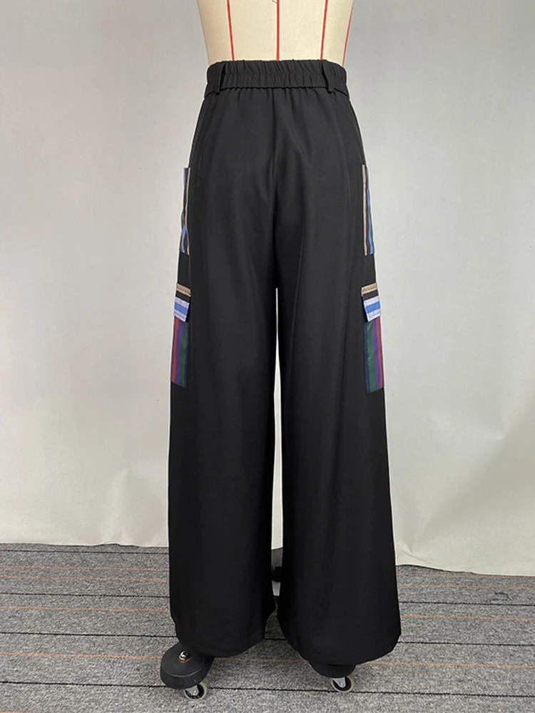 Уличные повседневные стильные крутые брюки для девочек, контрастные цветные брюки с карманами в полоску, низ, брюки для женщин, новинка 2023 года, одежда