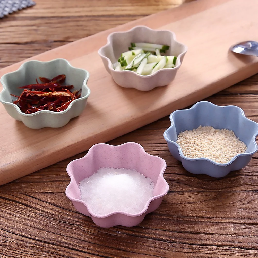 

6pcs Creative Flower Shape Seasoning Dish Sauce For Dipping Dessert Appetizer Plates Household Kitchen Food Serving Bowl