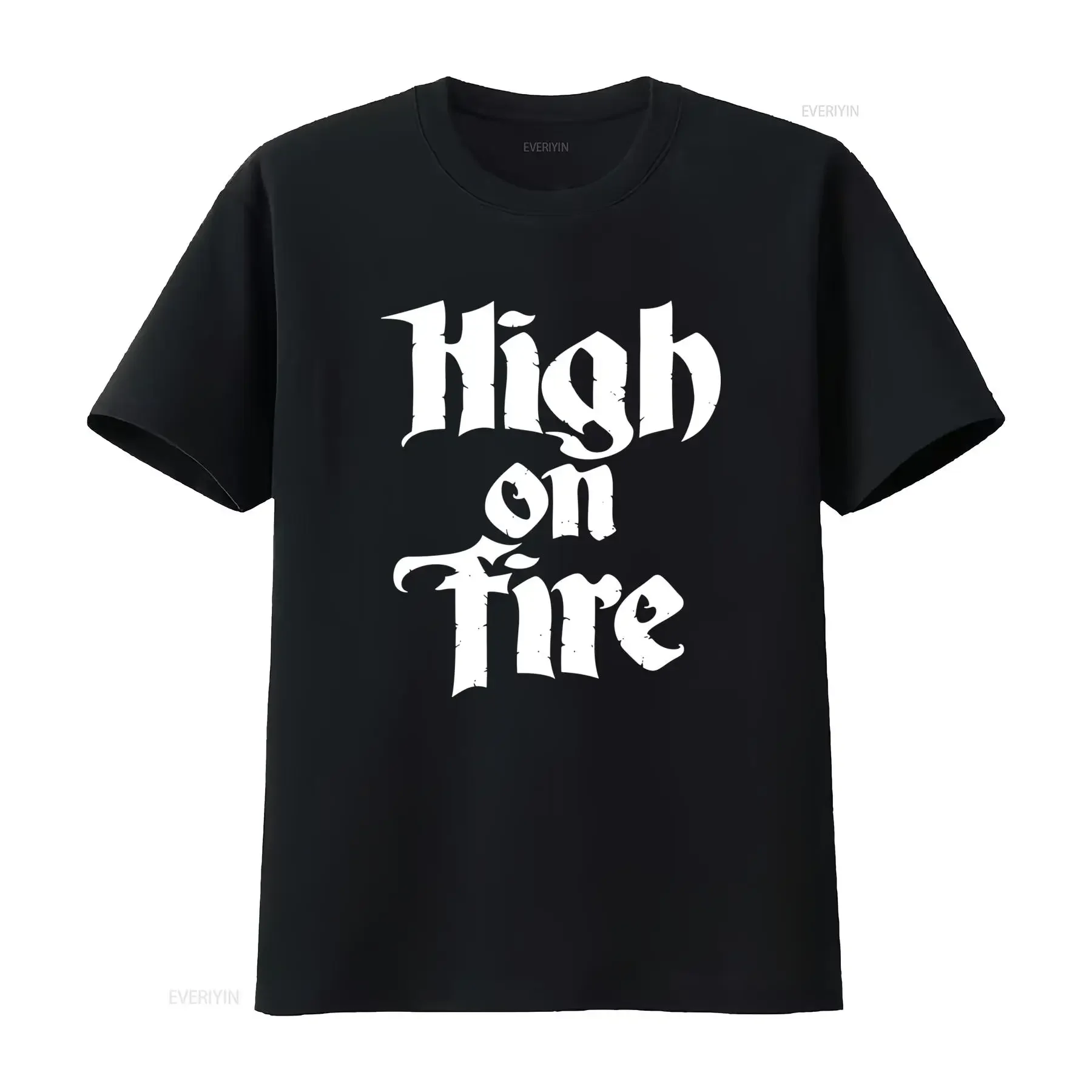 Stylish High on Fire Band Logo Black T shirt Available in All Sizes S 5Xl 2F82 vintage Washed Slightly streetwear Soft