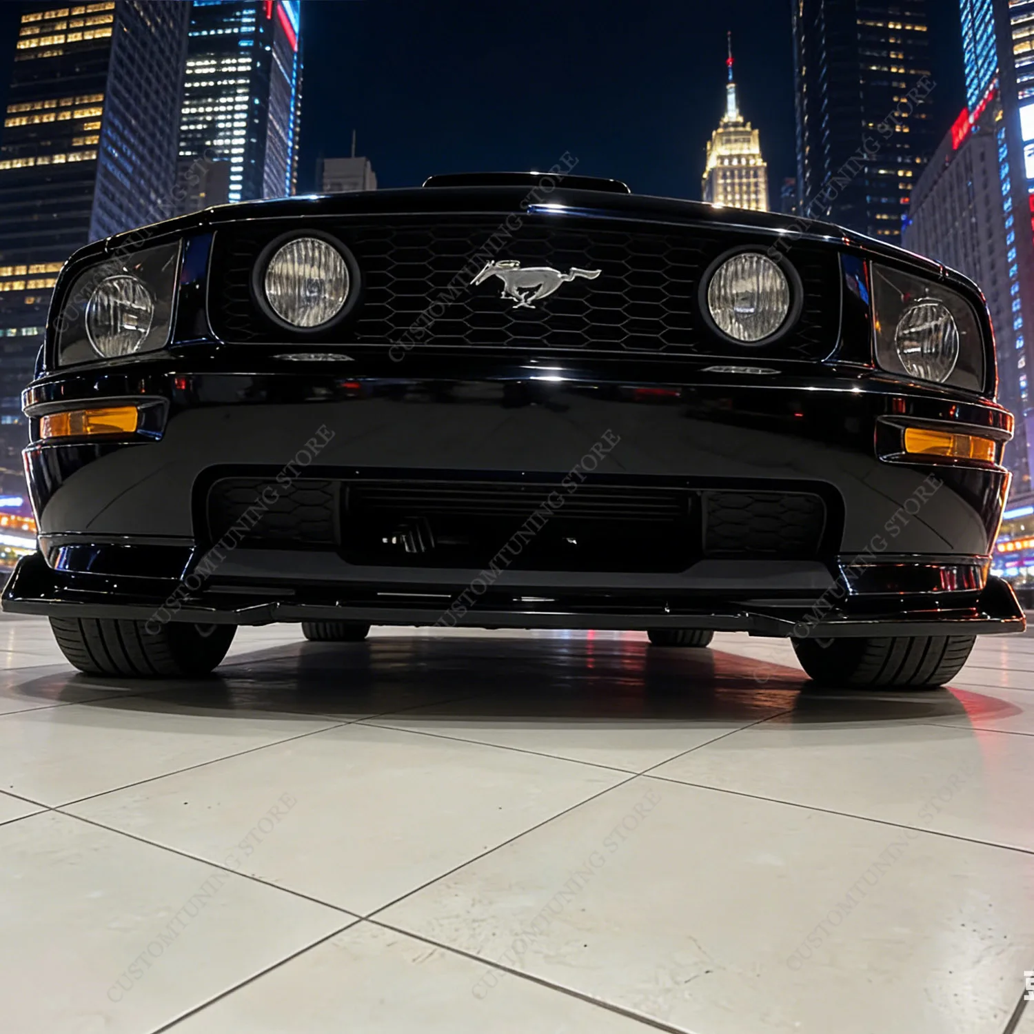 Gloss Black 3pcs Front Bumper Lip Spoiler Splitter For Ford Mustang GT MK5 S197 2005-2009 Pre-Facelift Bodykits Tuning