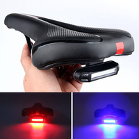 Waterproof Bicycle Saddle Men Women MTB Road Bike Saddle Shock Absorbing Comfortable Bike Seat Safety Warning with Taillight