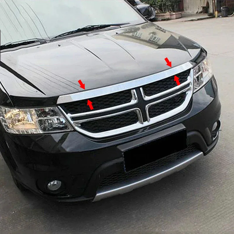 For Dodge Journey JUCV Fiat Freemont 2009 - 2018 Car Exterior Front Hood Bonnet Decorative Strip Cover Trim Stainless Steel