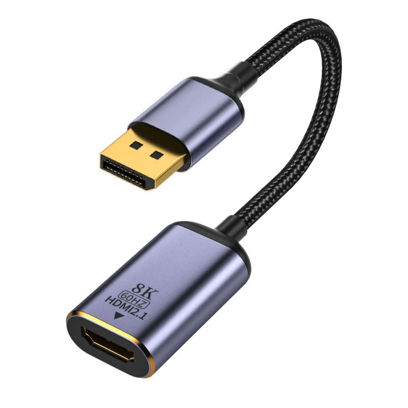 CableCC DP to HDMI  DisplayPort 1.4 Source to HDMI 2.0 Display 8K 60hz UHD 4K Female Monitor Adapter Cable