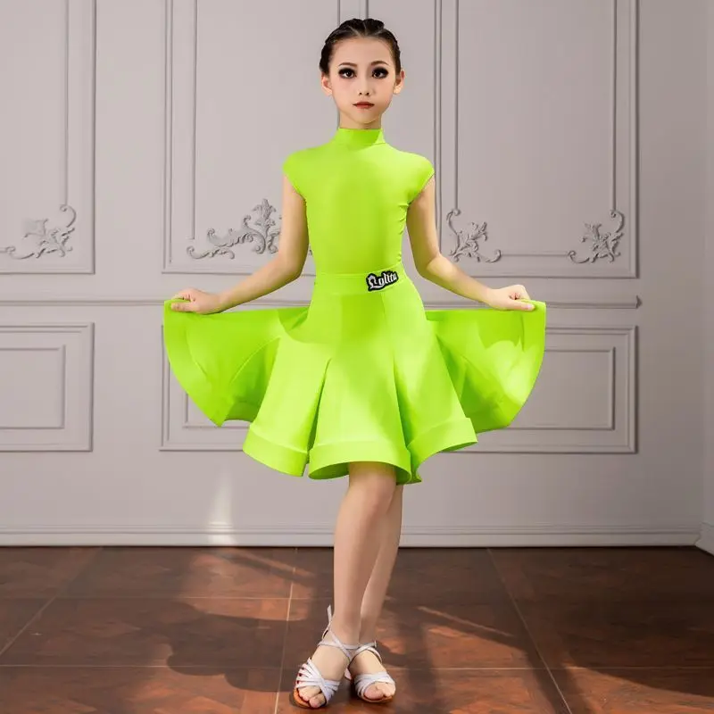 ชุดแข่งขันเต้นรำลาตินฉะฉะสำหรับเด็กหญิงและเด็กชุดการแสดงมืออาชีพแขนกุดระดับไฮเอนด์ในฤดูร้อน