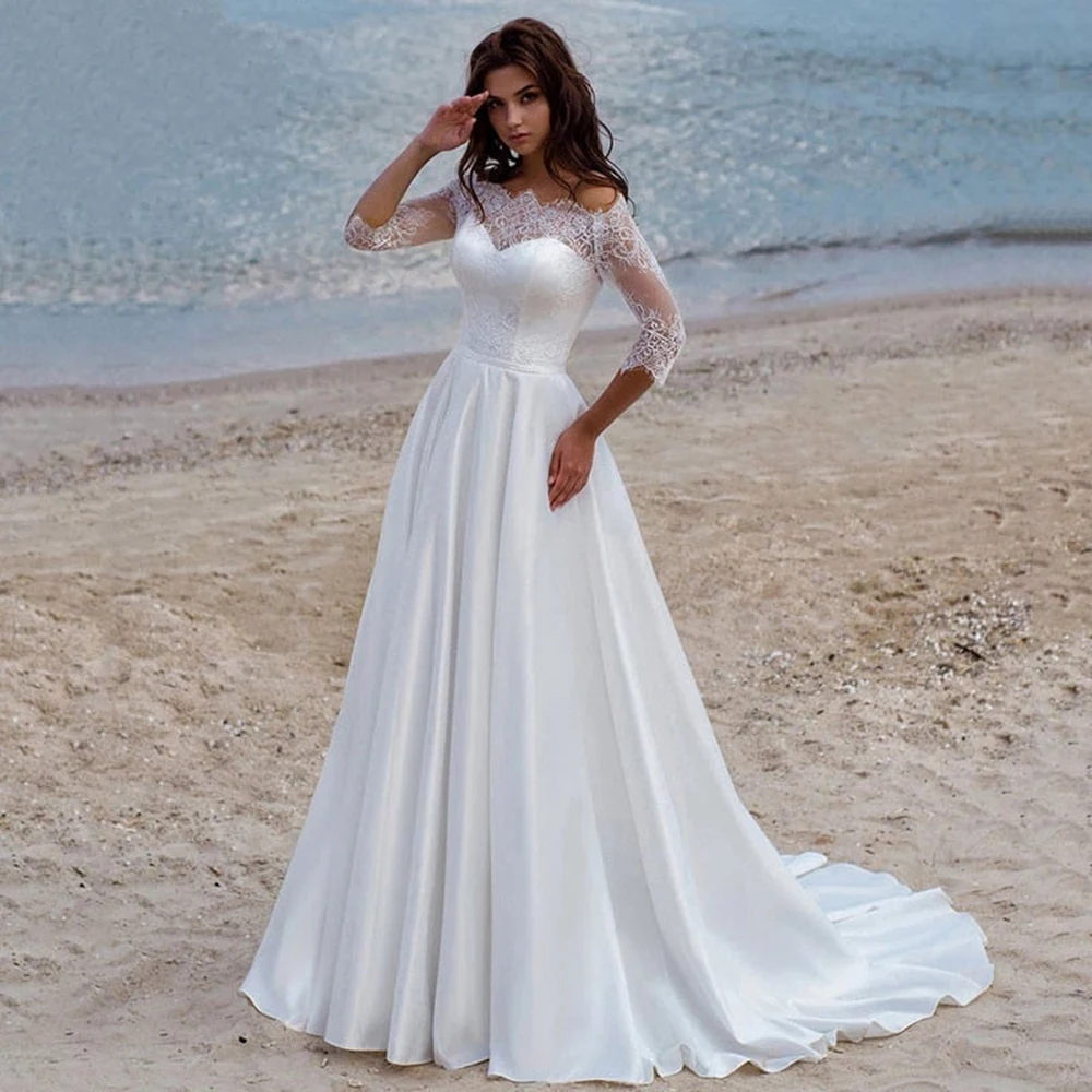 Msikoods – robe De mariée en Satin, style Boho moderne, élégante, en dentelle, robes De mariée De campagne, sur mesure