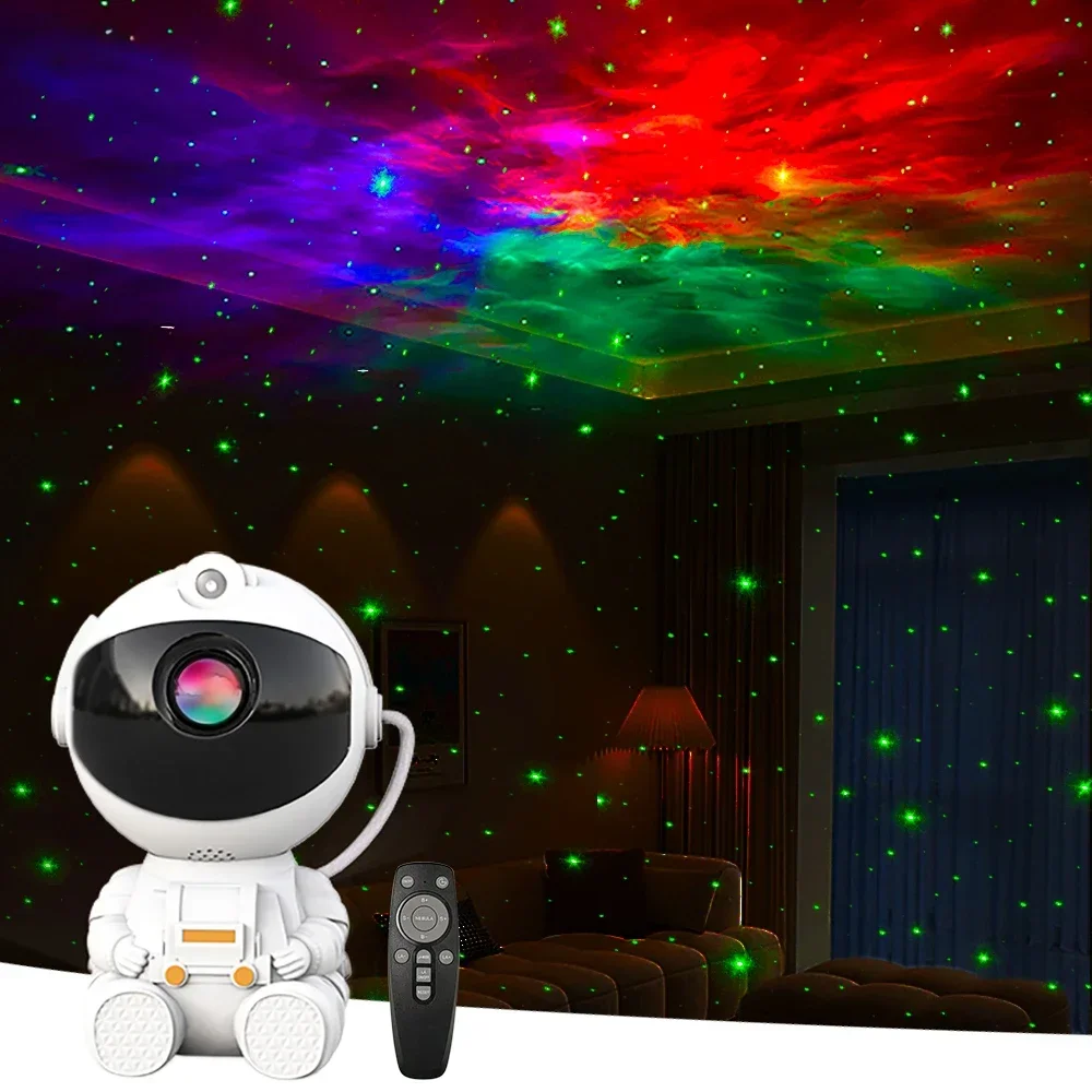 Astronaut Nebula & Galaxy Projector with RGB LED Night Light White Shade Remote Control for Bedroom Application