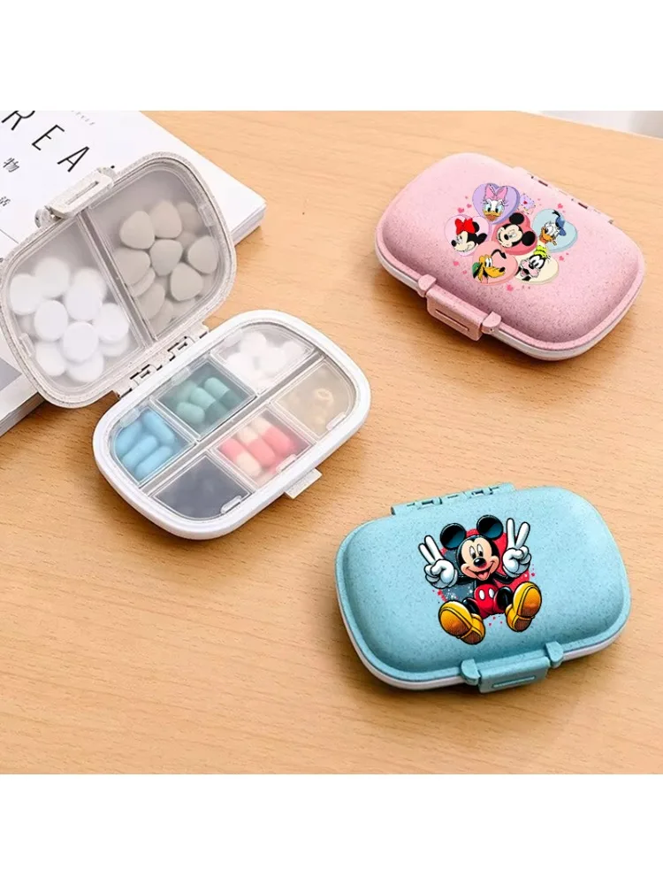 Boîte de rangement pour pilules Mickey Minnie Mouse, 8 compartiments, boîte à pilules, boîte de rangement pour bonbons, boîte à pilules portable mignonne pour voyage, mini boîte à pilules, cadeau pour