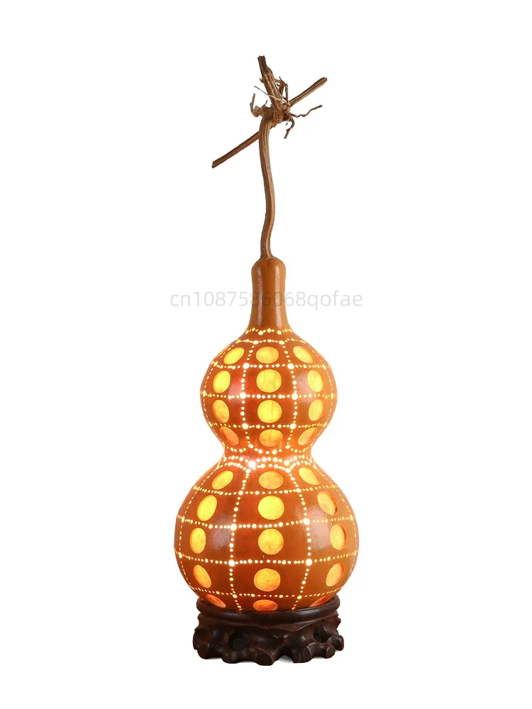 Natural gourd art desk lamp new Chinese style bedroom bedside lamp tea room living room office decoration housewarming gift