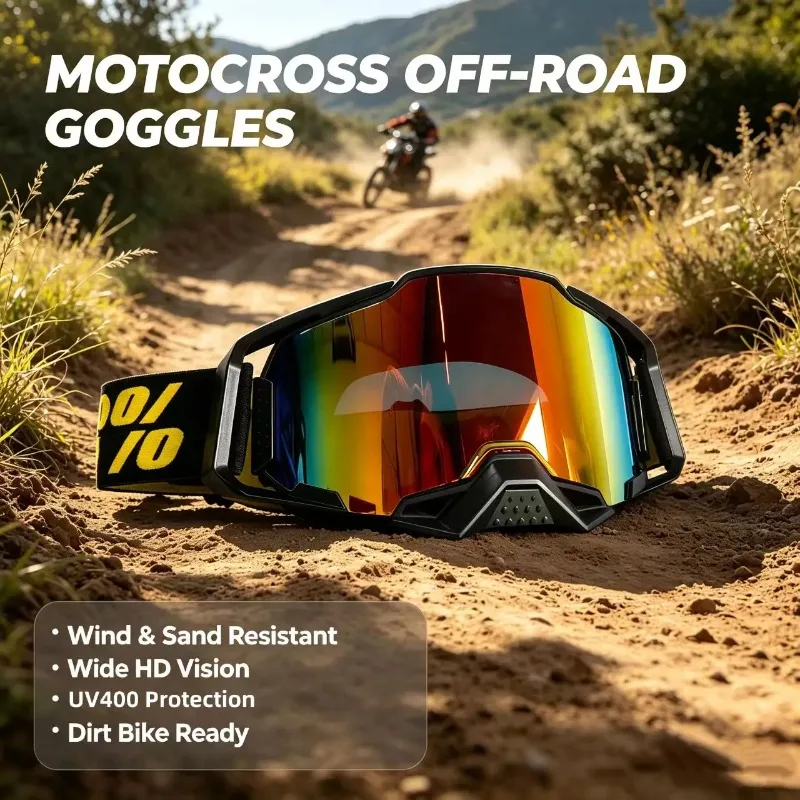 High Quality Professional Off-Road Goggles, Wind & Dust Resistant Motorcycle Eyewear for Mountain Biking & Outdoor Riding