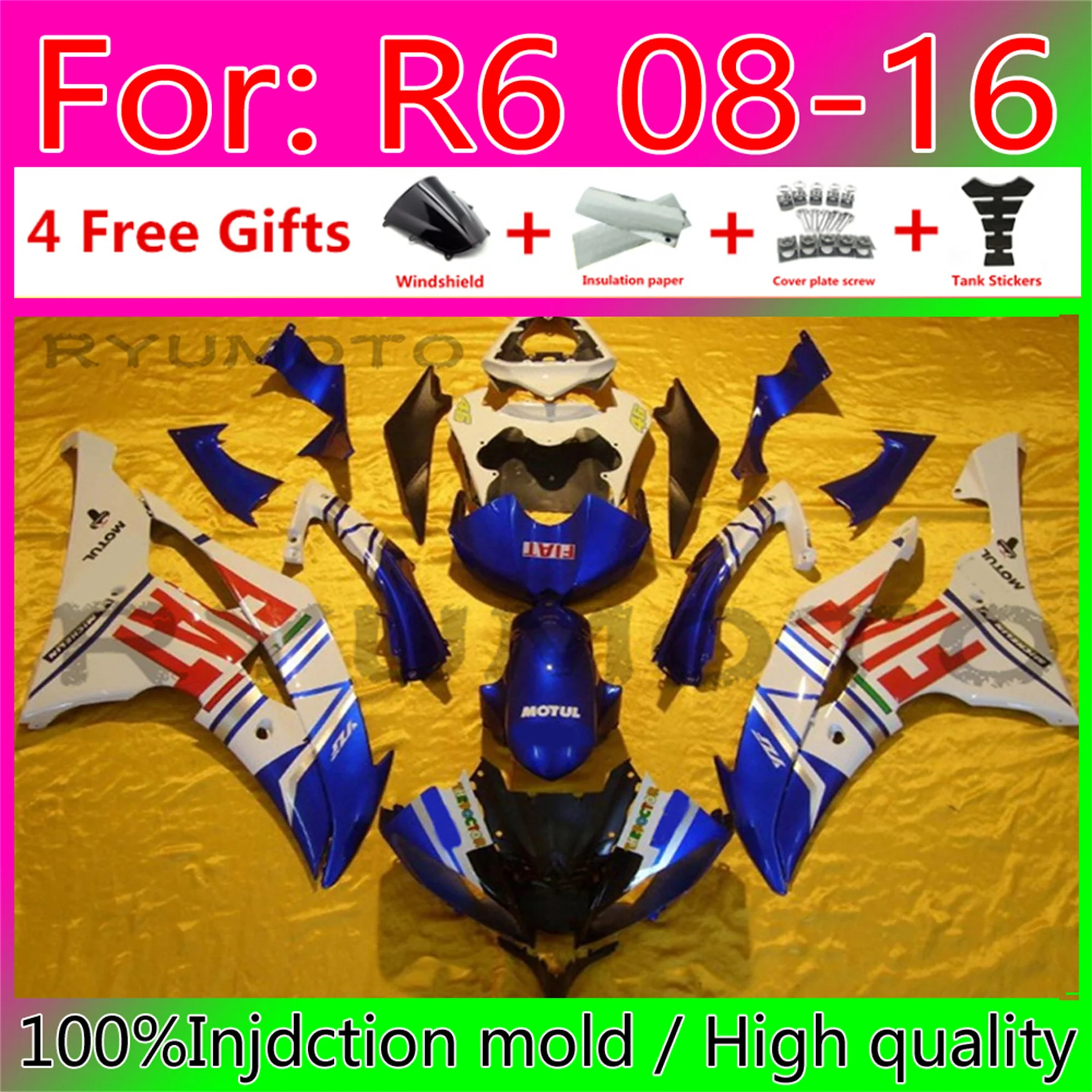 

Motorcycle Injection Fairing Kits For Yamaha YZF R6 2008 2009 10 2011 12 13 15 16 Fairings Bodywork YFZ-R6 08 09 11