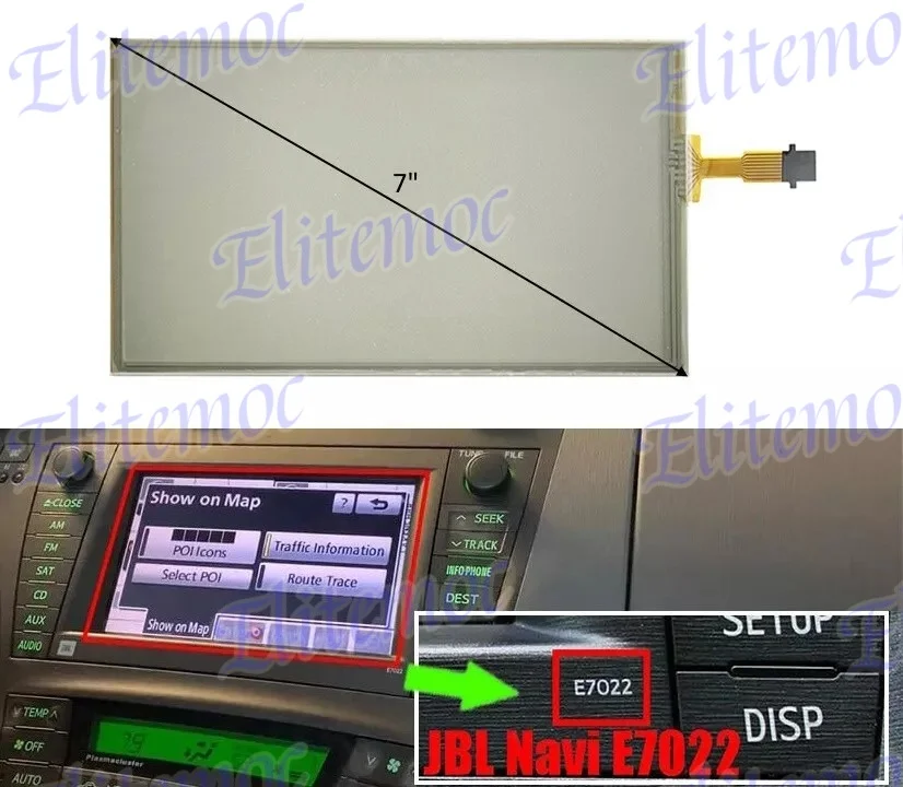 

7" Touch Screen Digitizer Replacement For TOYOTA JBL Radio Repair Parts E7022 LQ070T5GA01