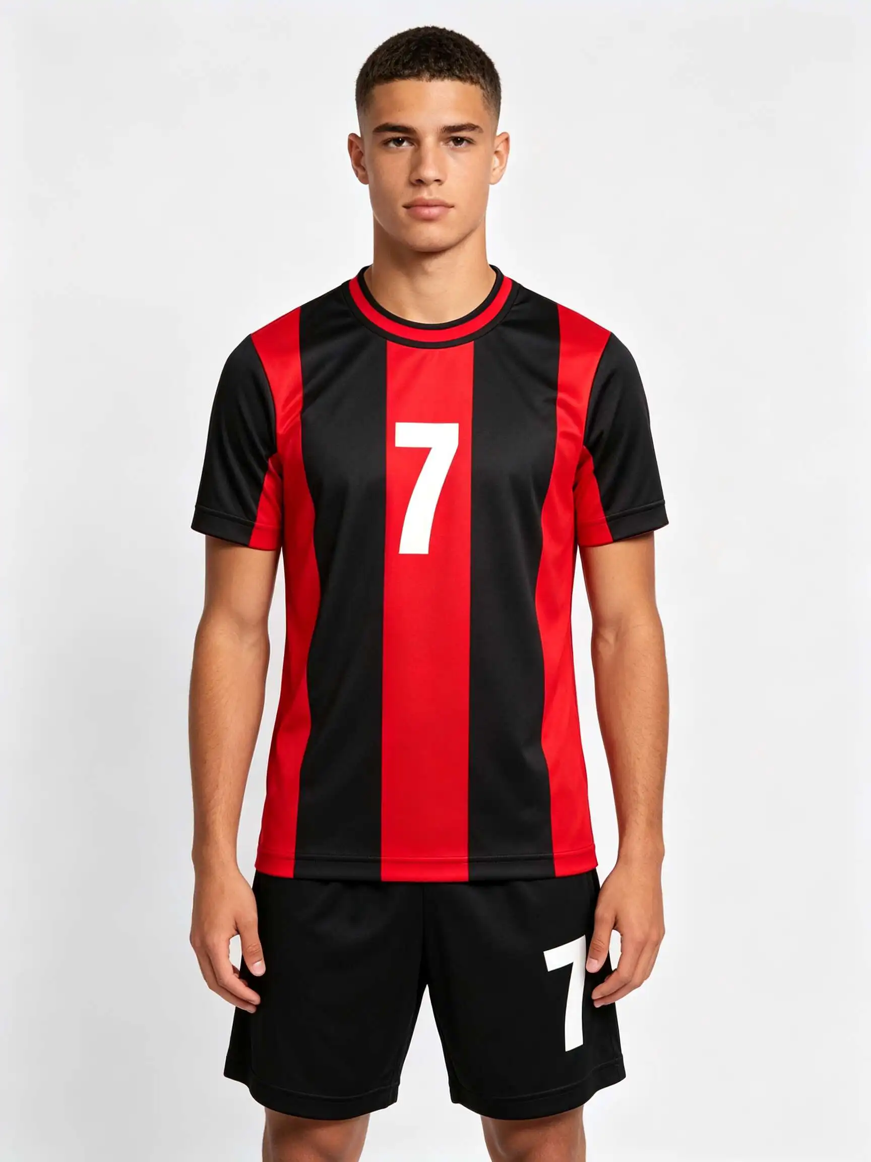26/27 Unisex Blank Soccer 2‑Piece Set, Kids Adults Parent‑Child Kit, Custom No.1 7 8 9 10 for School Outdoor Team Sports red 10