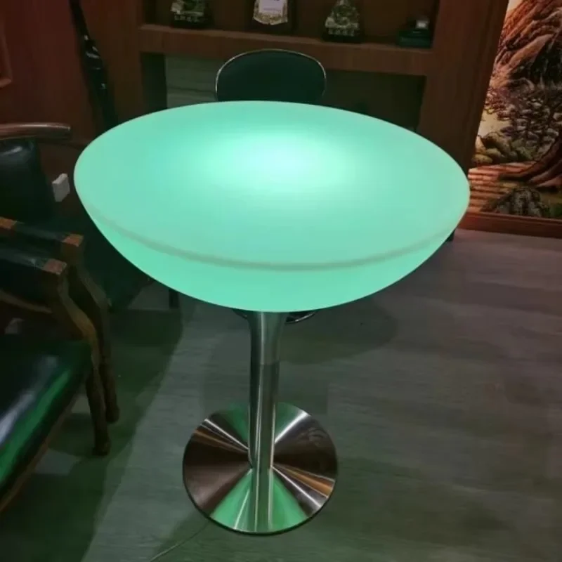 Portable LED Light Up Round Cocktail Table with Chairs Set 16 Colors Waterproof Rechargeable USB Charging for Garden Outdoor KTV