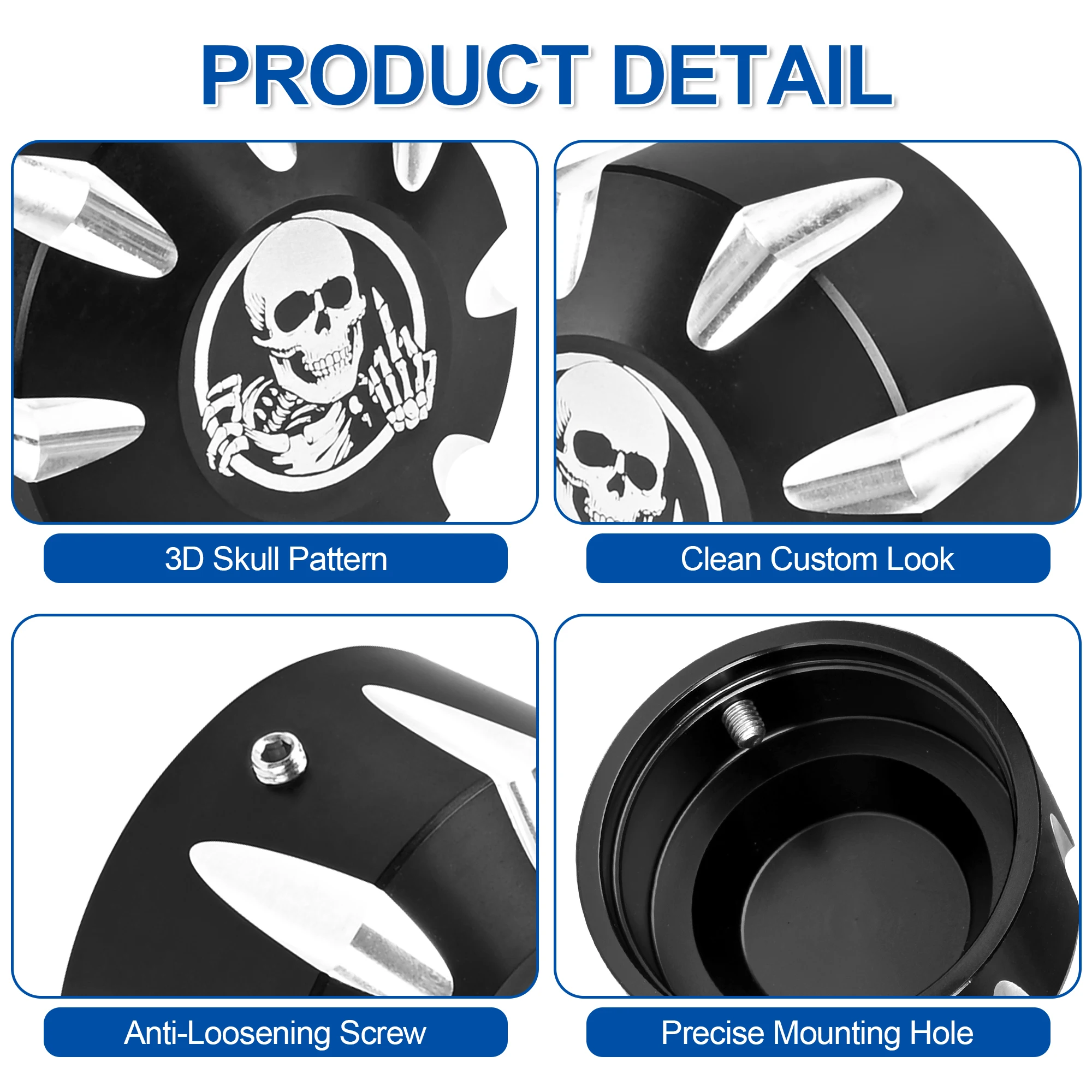 GoldFire Front Axle Nut Covers  3D Skull Pattern Billet Aluminum Axle Caps for Can-Am Spyder GS RS RT ST F3 From 2008-2024 Parts