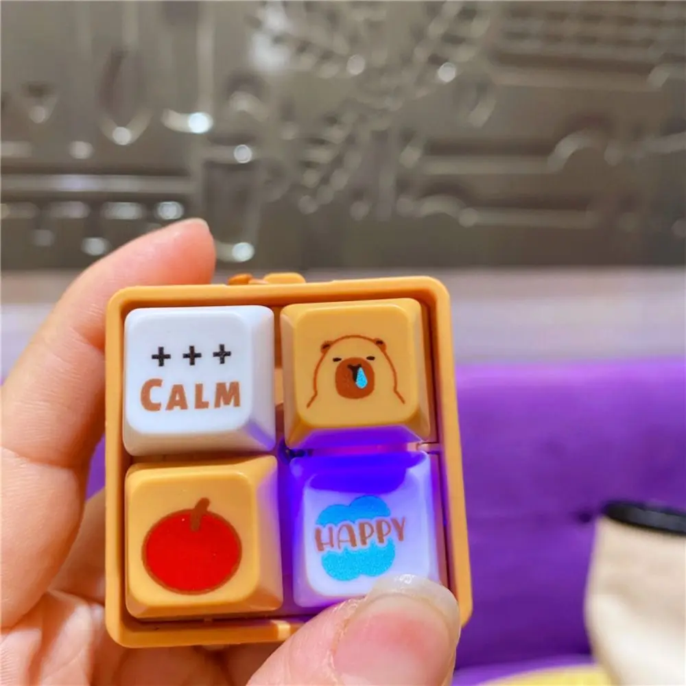 Hot Fidget Keyboard Capybara Keychain Charm with Light and Sound Finger Fidget Clicker Novelty Funny Bag Pendent Gifts