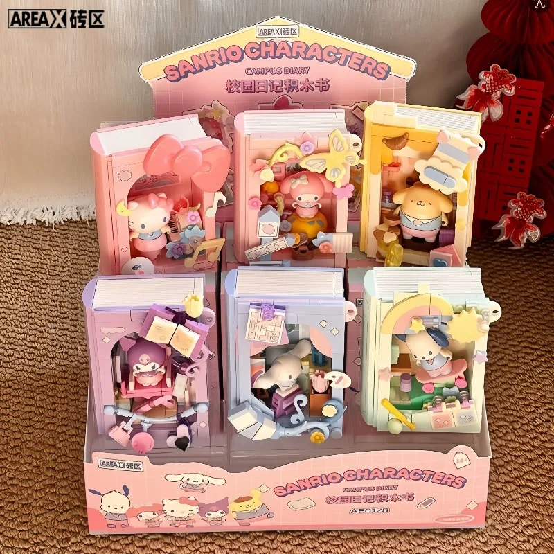 

AREA-X Sanrio Building Block Hello Kitty Campus Diary Kuromi Assembly Model Toy My Melody Desktop Ornament Children Holiday Gift