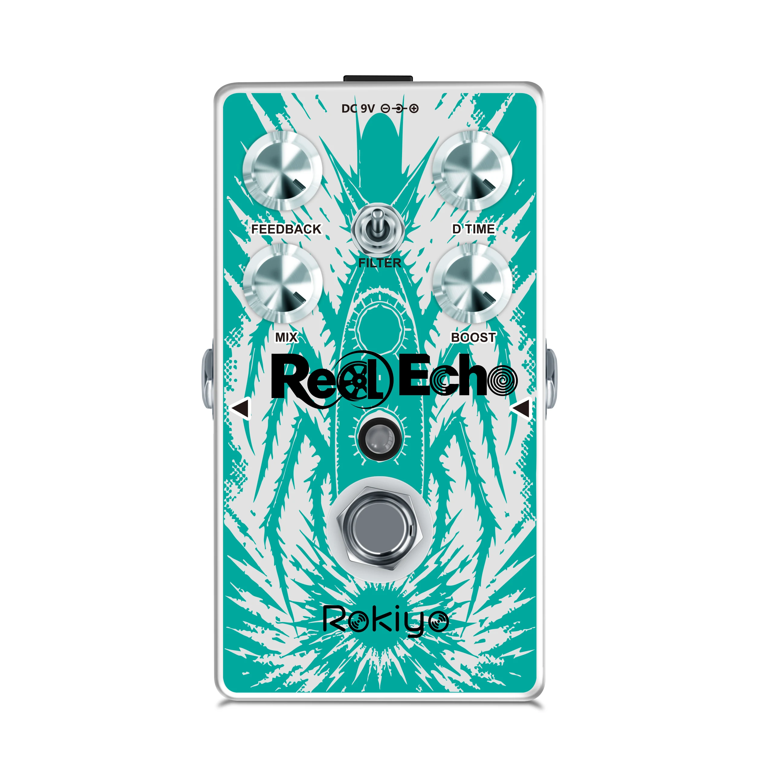 Rokiyo Reel Echo Guitar Effect Pedal Tape Delay Warm Grainy Vintage Echo Filter Modulation & Boost Super Buffer Circuit Stompbox