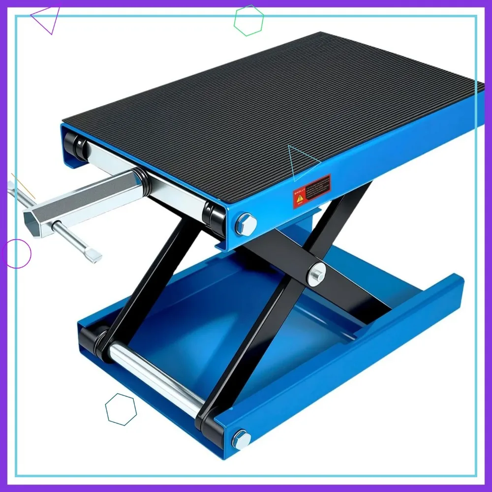 

1200LB Motorcycle Lift Scissor Jack, Wide Deck Hoist Stand for ATV Bike Garage Repair with Blue Finish