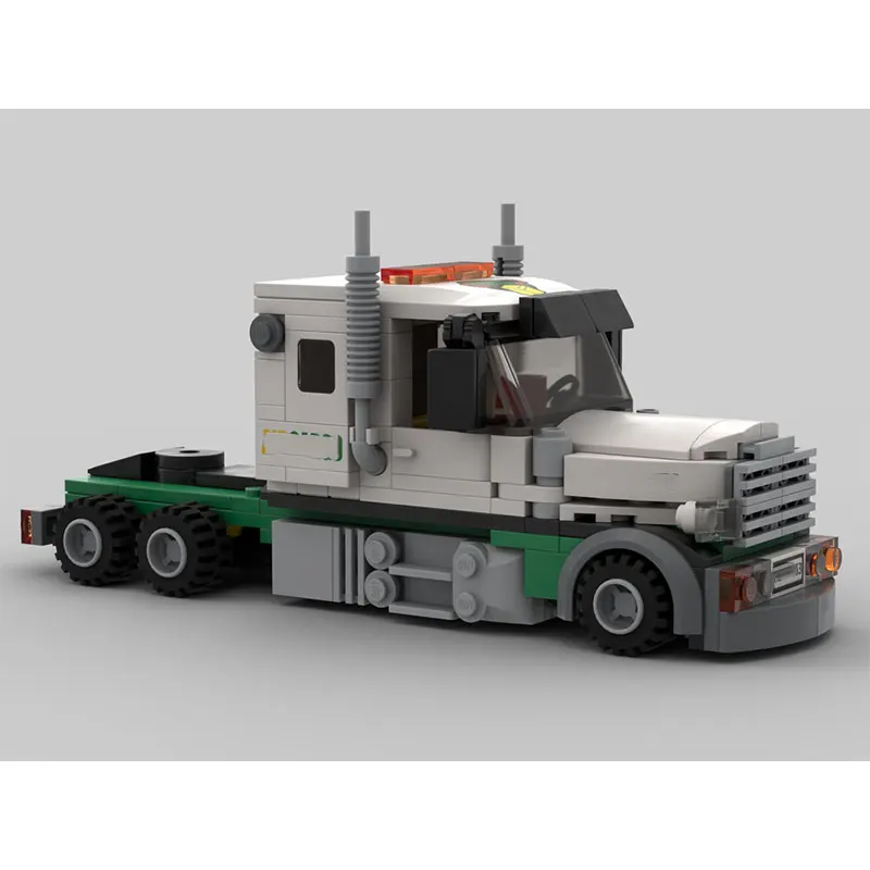 บล็อกตัวต่อขนาดเล็ก 487 ชิ้น รถบรรทุกขนส่งสินค้าสนามบิน MOC รถพ่วงบรรทุกตู้คอนเทนเนอร์ และรถบรรทุกห้องเย็น ของเล่นจำลองเป็นของขวัญ