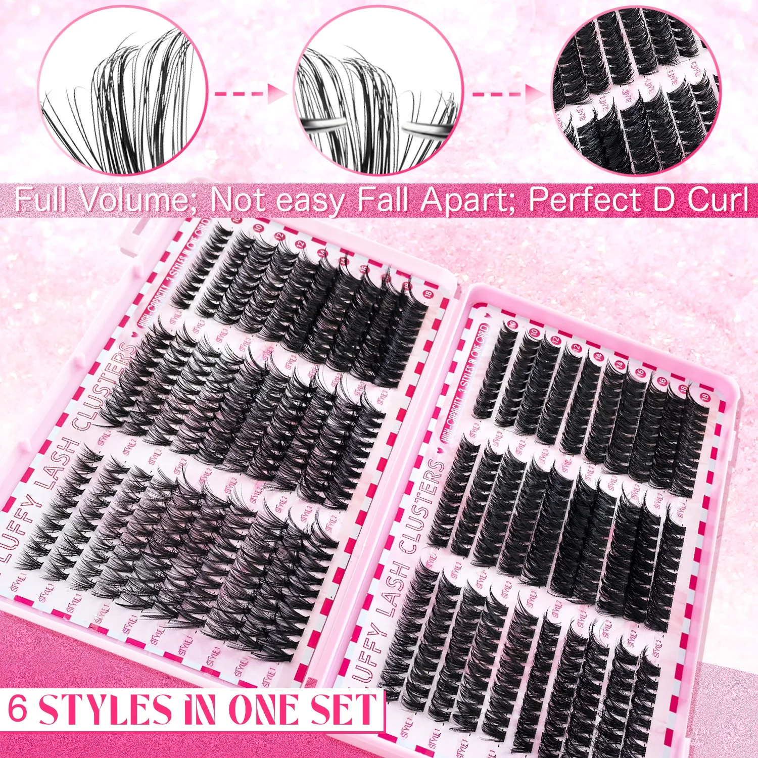 Large Capacity Eyelashes False Eyelashes 30D 40D 50D 60D 80D 100D Mixed Pack with Glue Tweezers, Glue Exquisite Gift Box