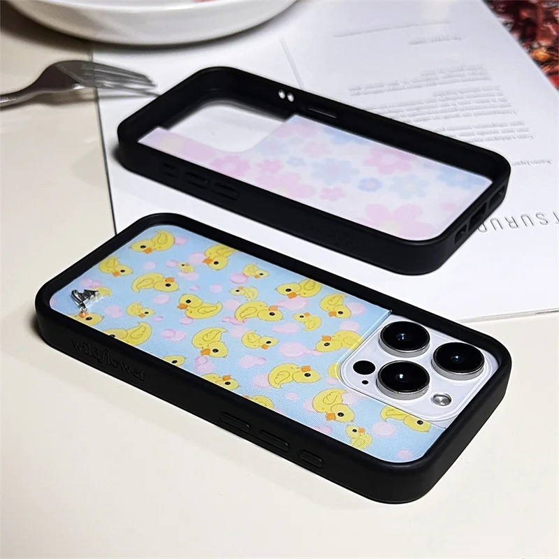 야생화 딸기 필드 Bow Beau 전화 케이스 iPhone 16 15 14 13 12 Pro Max Plus WF 스타 베리 러블리 오리 뒷면 커버