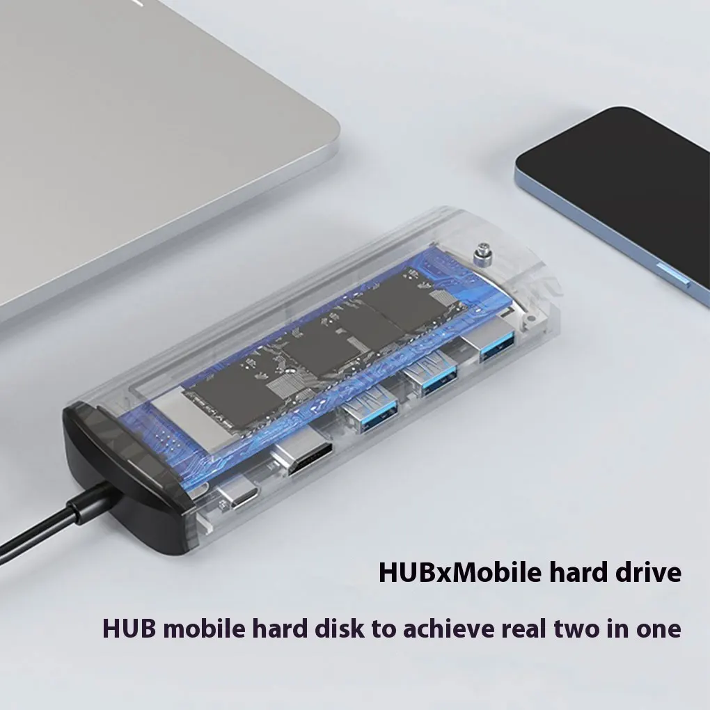 Metal Compact SSD M.2 Hard Drive Enclosure And Hub Type-C Docking Station And 100W PD-IN Port