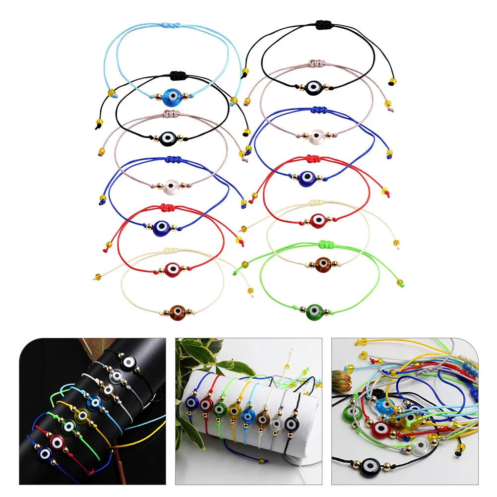 

12Pcs Colorful Eye Bracelets Lightweight Non-Fade Material Perfect for Daily Wear Festival Outfit Women Woven Bracelet